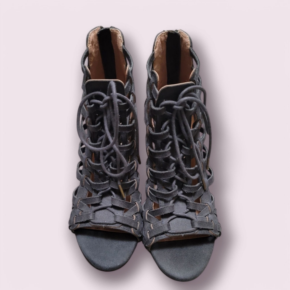 Women's Gray Lace-Up Sandals